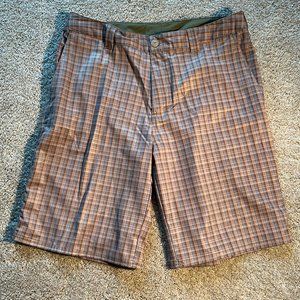North Face Mens Shorts Sz 32 Tan Brown Orange Plaid